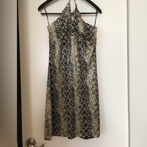 NWT Janine sequin snakeskin halter dress SZ M - Picture 4 of 13